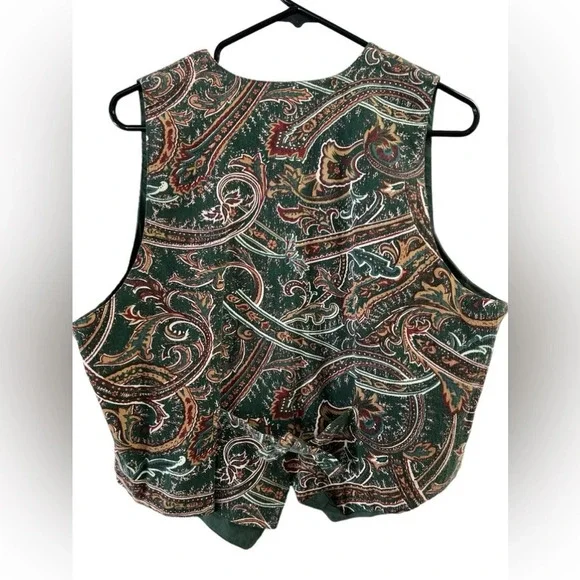 Vintage Atlast cotton green paisley vest - Picture 4 of 4